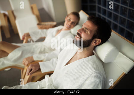 Picture of couple relaxing in spa center Stock Photo