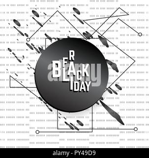 Abstract background. Black circle on white background with small black trianlges. Technology background. Black Friday. Stock Vector