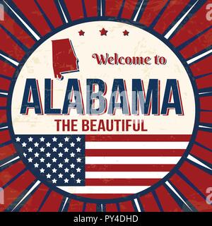 Welcome to Alabama vintage grunge poster, vector illustrator Stock Vector