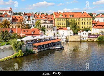 Beautiful houses on the embankments of Prague, Czech Republic. Stock Photo