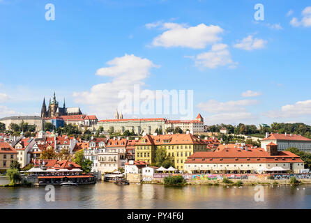 Beautiful houses on the embankments of Prague, Czech Republic. Stock Photo