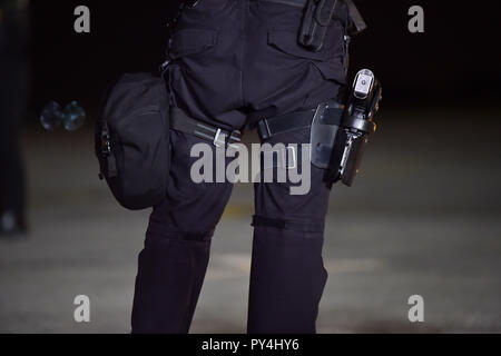 Night scene with special forces showing their skills in a simulated ...