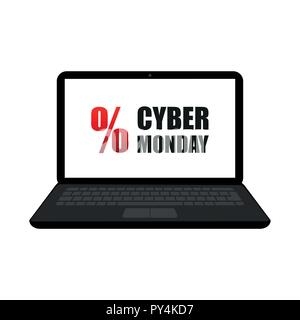 cyber monday sale laptop isolated on a white background vector illustration EPS10 Stock Vector