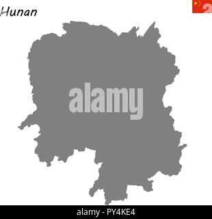 High Quality map of Hunan is a province of China Stock Vector