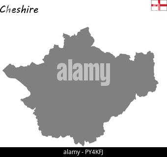 High Quality map is a ceremonial county of England. Cheshire Stock Vector