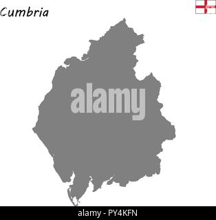 High Quality map is a ceremonial county of England. Cumbria Stock Vector