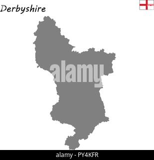 High Quality map is a ceremonial county of England. Derbyshire Stock Vector
