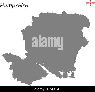 High Quality map is a ceremonial county of England. Hampshire Stock Vector