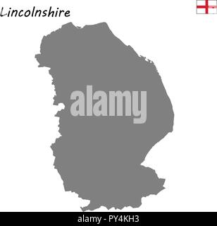High Quality map is a ceremonial county of England. Lincolnshire Stock Vector