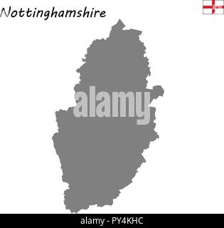 High Quality map is a ceremonial county of England. Nottinghamshire Stock Vector