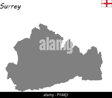 High Quality map is a ceremonial county of England. Surrey Stock Vector