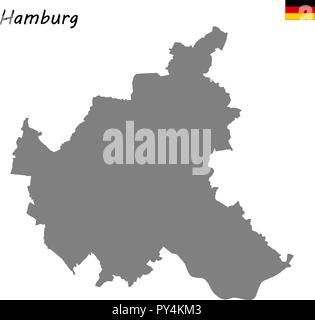 High Quality map is a state of Germany. Hamburg Stock Vector