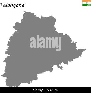Telangana Outline Map With 31 Districts High Quality Map Of Telangana Is A State Of India. With Main Cities  Location Stock Vector Image & Art - Alamy