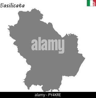 High Quality map of Basilicata is a region of Italy Stock Vector