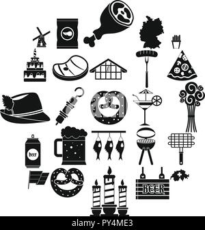 Hangout icons set, simple style Stock Vector