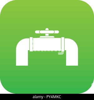 Industrial pipe valve icon digital green Stock Vector