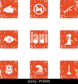 Document check icons set, grunge style Stock Vector