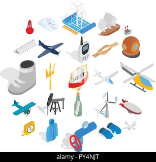 Security icons set, isometric style Stock Vector