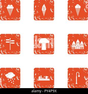 Buttercream icons set, grunge style Stock Vector