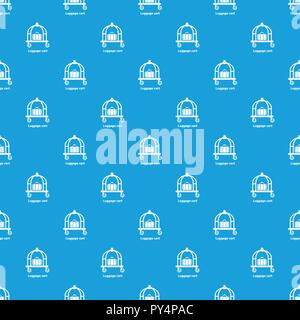 Luggage cart pattern vector seamless blue Stock Vector