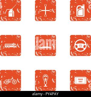 Apartment repair icons set, grunge style Stock Vector