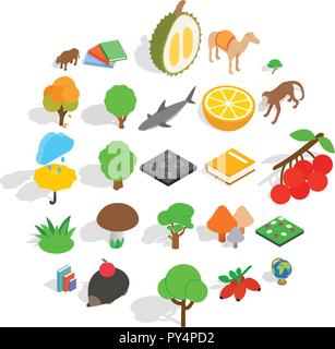 Biology icons set, isometric style Stock Vector