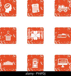Technical documentation icons set, grunge style Stock Vector