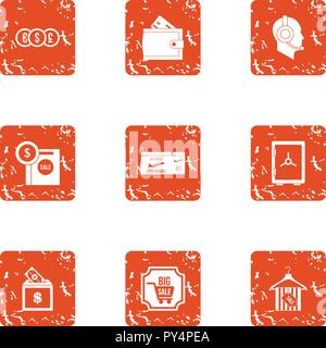 Major sale icons set, grunge style Stock Vector