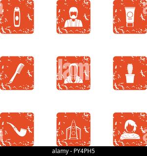 Shear icons set, grunge style Stock Vector