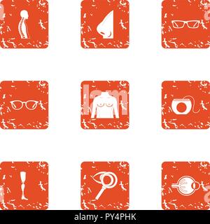 Checkup icons set, grunge style Stock Vector