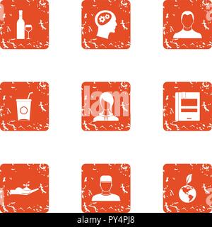 Modernisation food icons set, grunge style Stock Vector