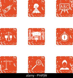 Curriculum icons set, grunge style Stock Vector