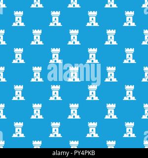 Castle tower pattern vector seamless blue Stock Vector