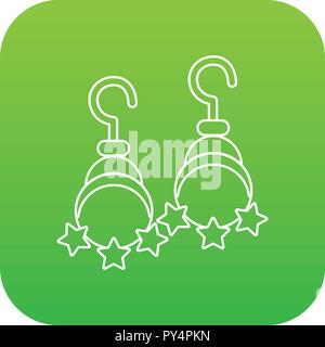 Moon and star earrings icon green vector Stock Vector