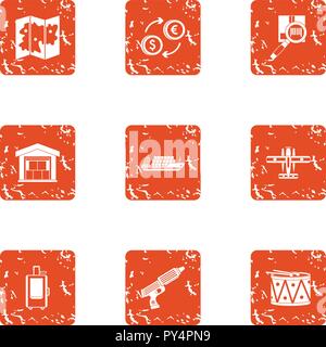 Tenancy icons set, grunge style Stock Vector