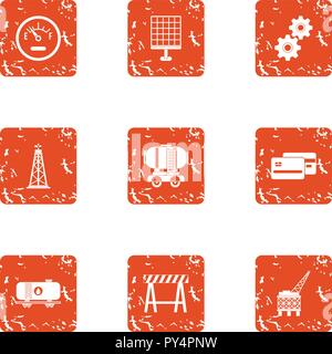 Fast construction icons set, grunge style Stock Vector