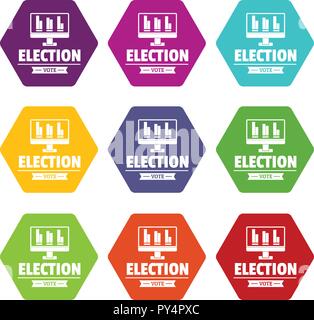 Vote stats icons set vector color Stock Vector Image & Art - Alamy
