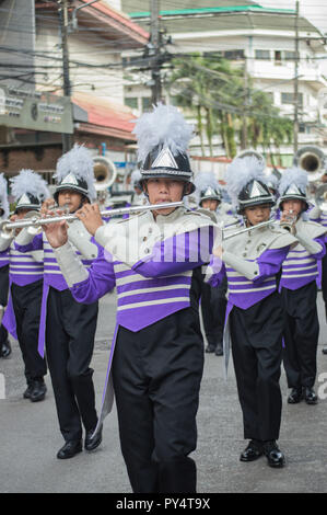 Chiengrai Vidhayakhome School students parade in annual Sports Days. Stock Photo