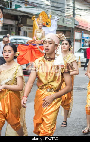 Chiengrai Vidhayakhome School students parade in annual Sports Days. Stock Photo