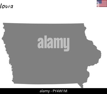 High Quality map of Iowa is a state of United States with borders of ...