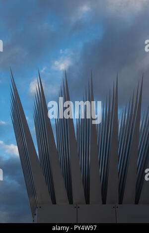 View on a detail of memorial of Jan Palach. Intense morning winter clouds. Prague, Czech republic. Stock Photo