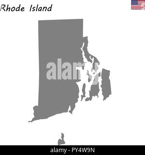 High Quality map state of United States. Rhode Island Stock Vector