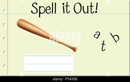 Spell English word bat illustration Stock Vector