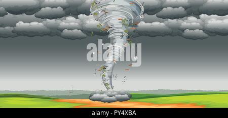 A tornado in nature illustration Stock Vector