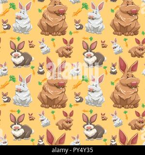 Diffrent rabbit o seamless wallpaper illustration Stock Vector