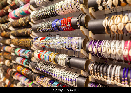 ALANYA / TURKEY - SEPTEMBER 30, 2018: Souvenir goods hangs in a shop in Alanya Stock Photo