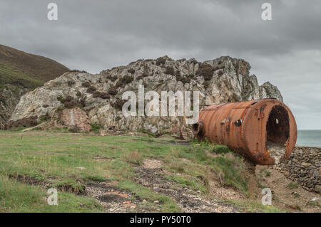 The ruins of the brickwork factory at Porth Wen, Llanbadrig, Anglesey. Stock Photo