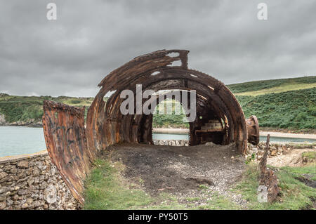 The ruins of the brickwork factory at Porth Wen, Llanbadrig, Anglesey. Stock Photo