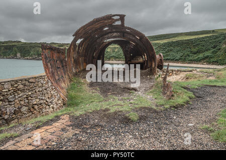 The ruins of the brickwork factory at Porth Wen, Llanbadrig, Anglesey. Stock Photo