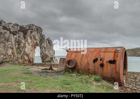 The ruins of the brickwork factory at Porth Wen, Llanbadrig, Anglesey. Stock Photo